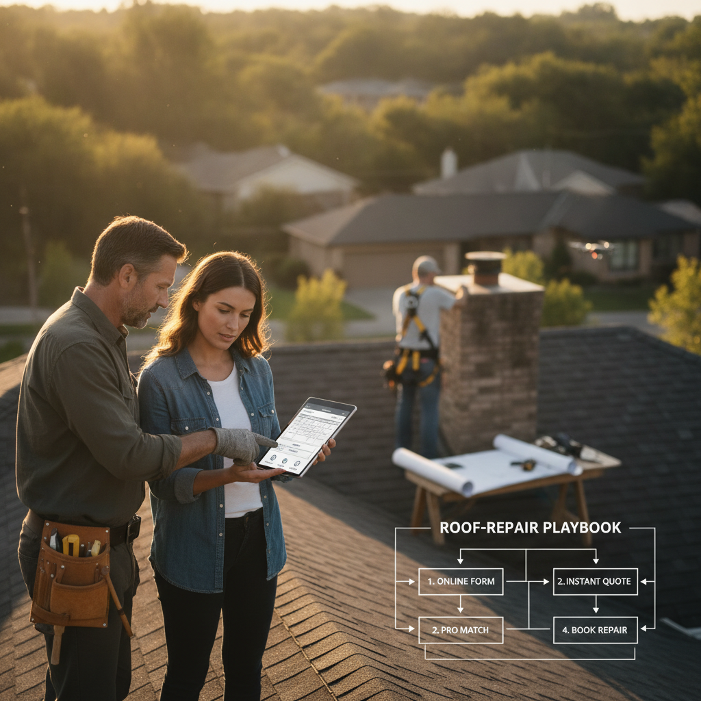 The Roof‑Repair Playbook: How to Hire a Roofer Without Phone Tag, Vague Estimates, or Dead‑Lead Fees